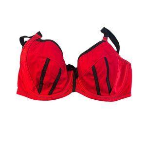 Parfait Red Velvet Satin Push Up Underwire Bra Demi Sz 36FF Lightly Lined Sexy